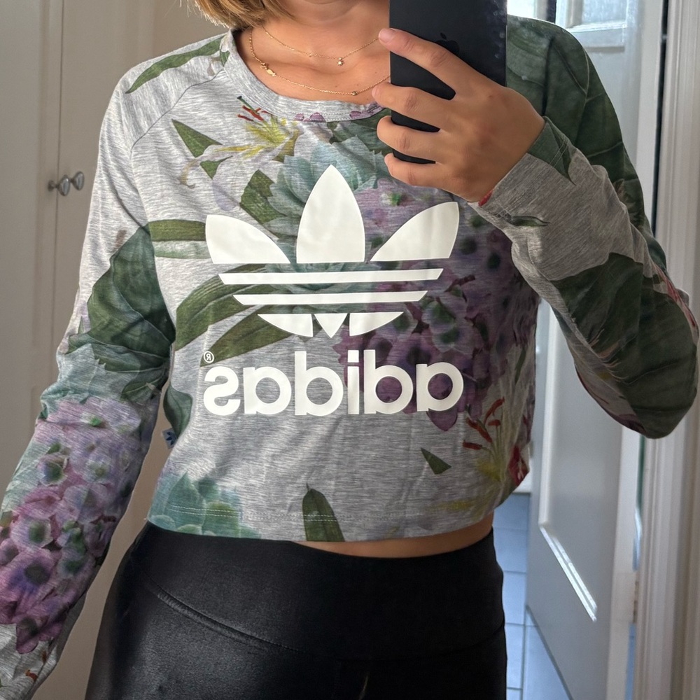 Adidas long sleeved cropped limited edition Floral Graphic Tee - women’s L